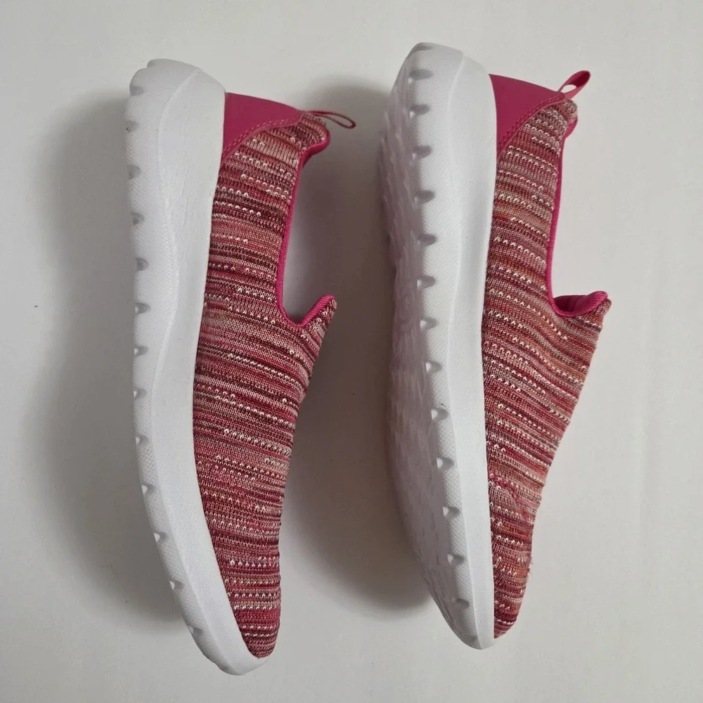 Athletic Works Comfort Fit Memory Foam Women's Slip-On Knit Sneakers Pink Size 8