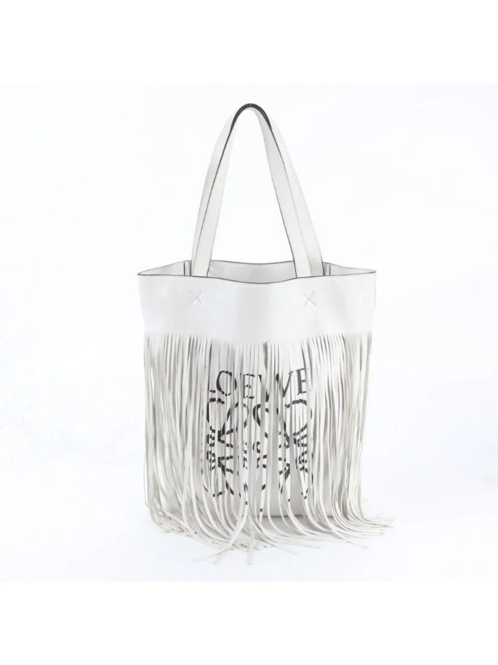 Loewe Vertical Anagram Fringe Leather Tote Bag Shoulder