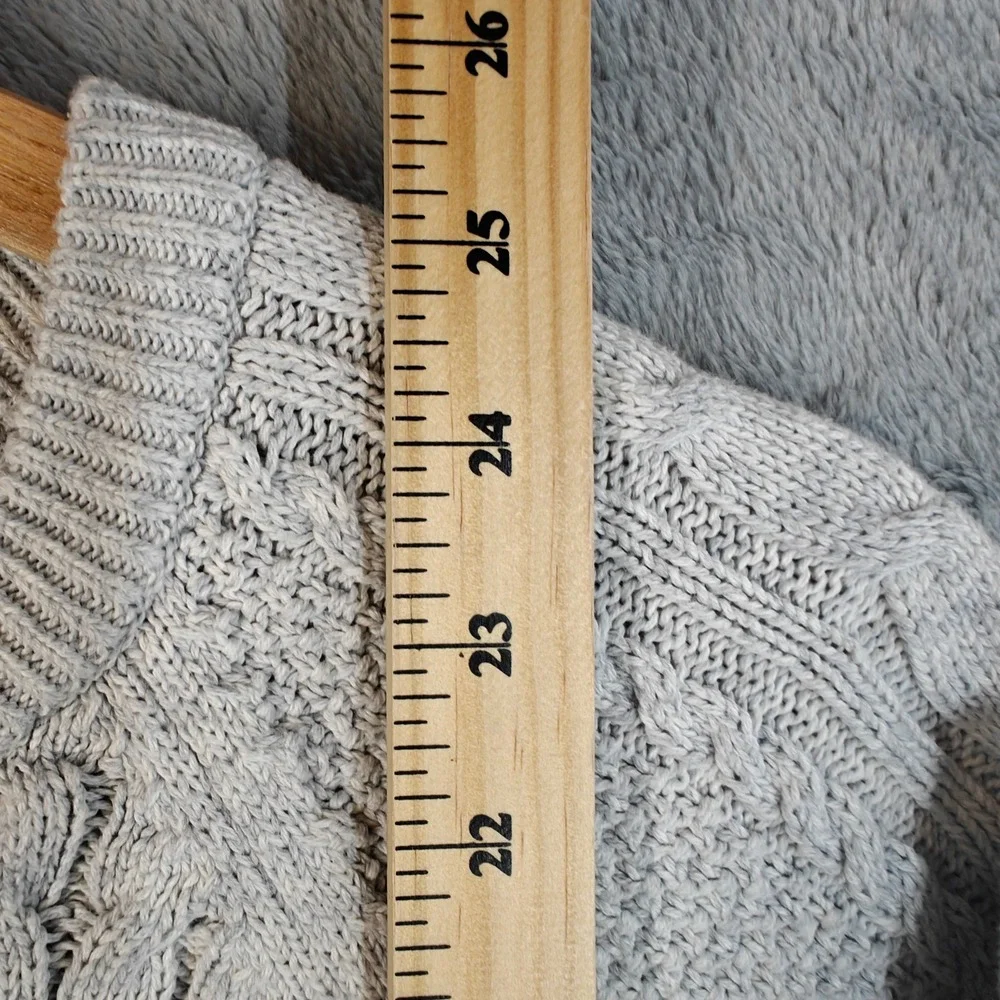 Gap Cable Knit Sweater Mens Large Light Heather Grey Chunky Cotton Crewneck