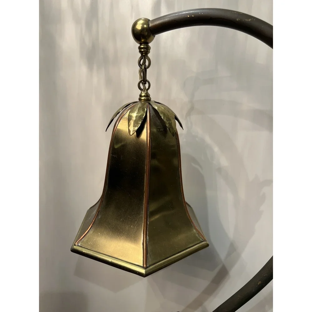 Vintage Art Nouveau Brass Tulip Lamp Metal Shade 27