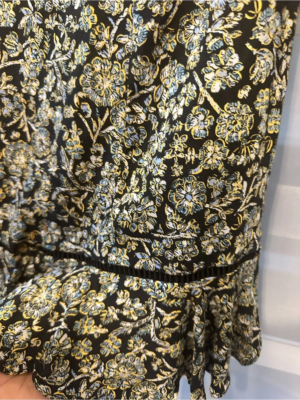 Free People Boheme Floral Mini Dress Square Neck Open Back Long Sleeve Size 10