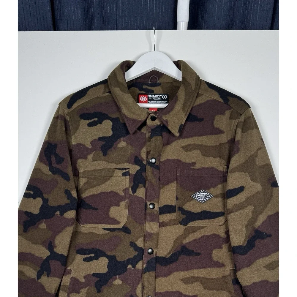 686 Men's Sierra Fleece Button Jacket Sweater Camo - Medium