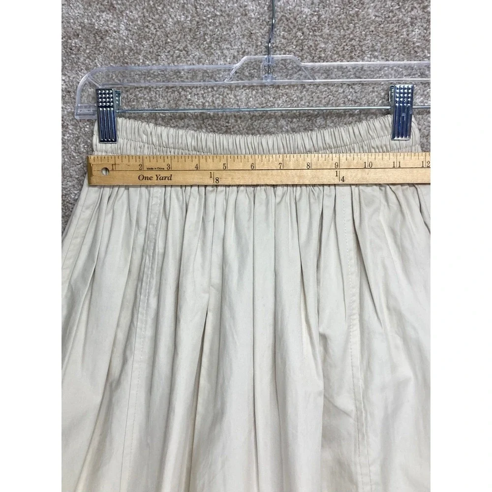 Zara Pleated Drawstring Mini Skirt Womens XS Beige Elastic Waist Cotton Coastal