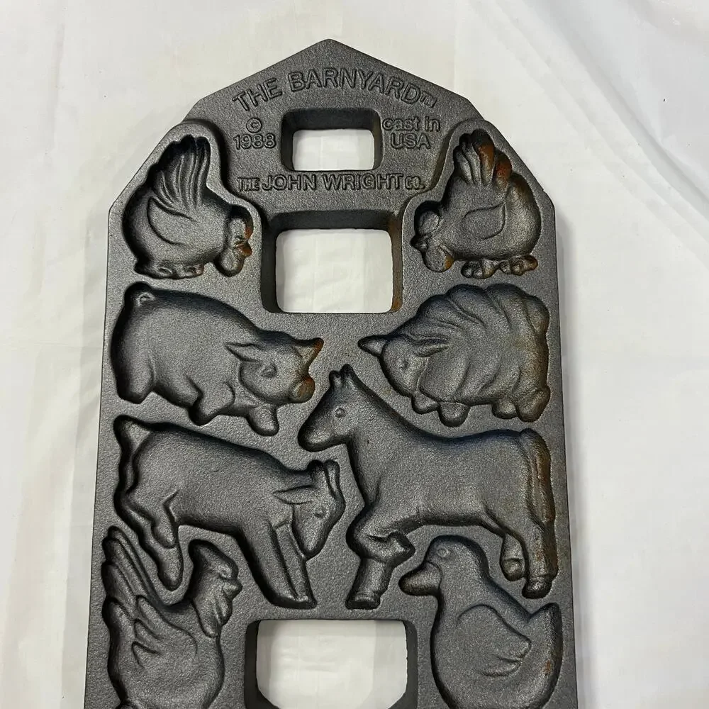 John Wright Co The Barnyard 1983 Cast Iron Farm Animal Mold Pan Made USA