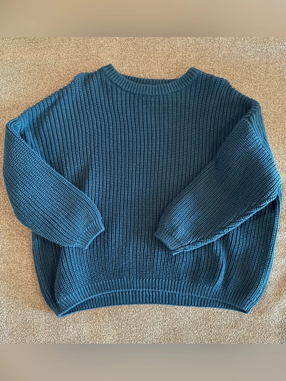 Toddler Cozy Knit Sweater in Teal Blue