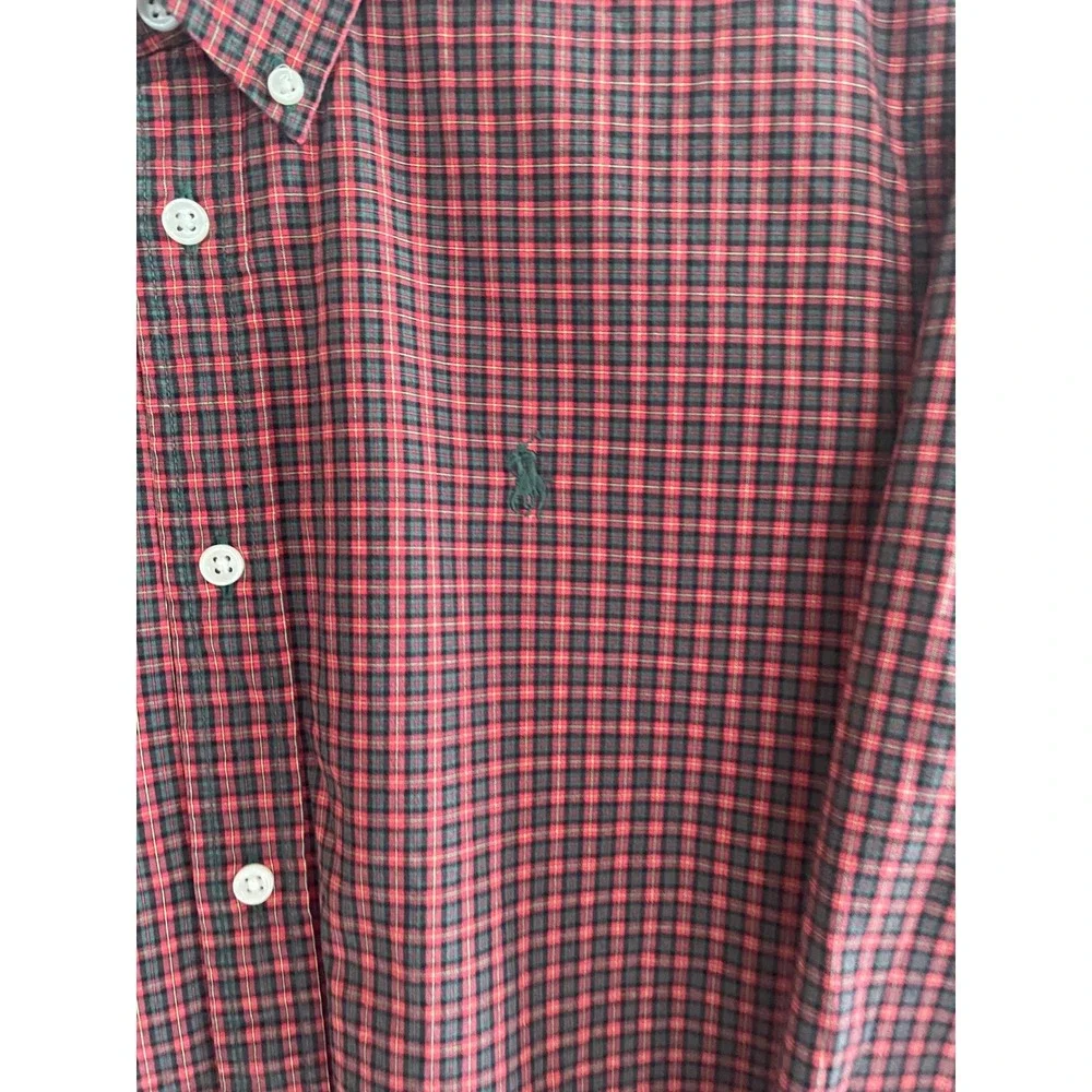 Ralph Lauren Kids XL 20 Red Green Plaid Button‎ Down Shirt Long Sleeve Cotton