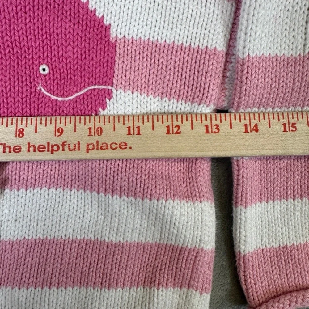 Chatham T Co For Kids Pink White Striped Whale Knit Sweater 4T Nautical Mockneck