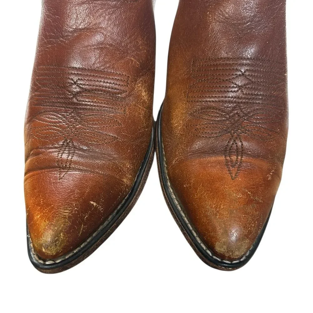 Vintage ACME Brown Leather Western Cowboy Boots Mens 8.5 D Made USA
