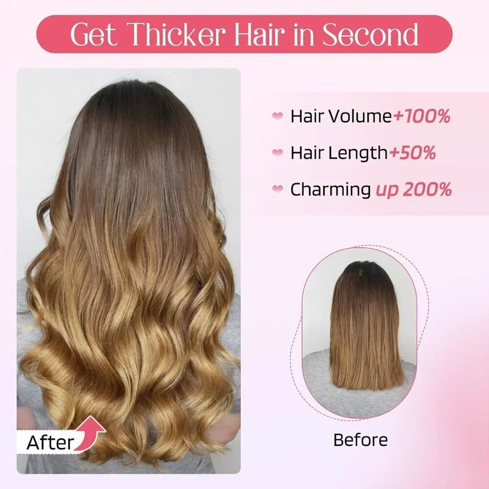 Clip in Hair Extensions Synthetic 14in Curly Blonde Highlights Natural