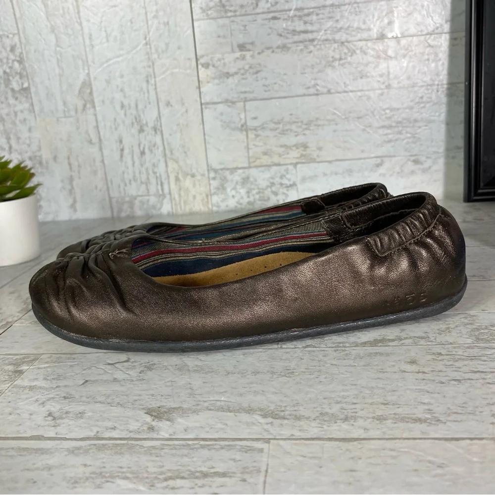 Taos Bronze Ballet Flats Shoes Repleat Gathered Toe size 6 (A1341-1705)‎ EUC #3