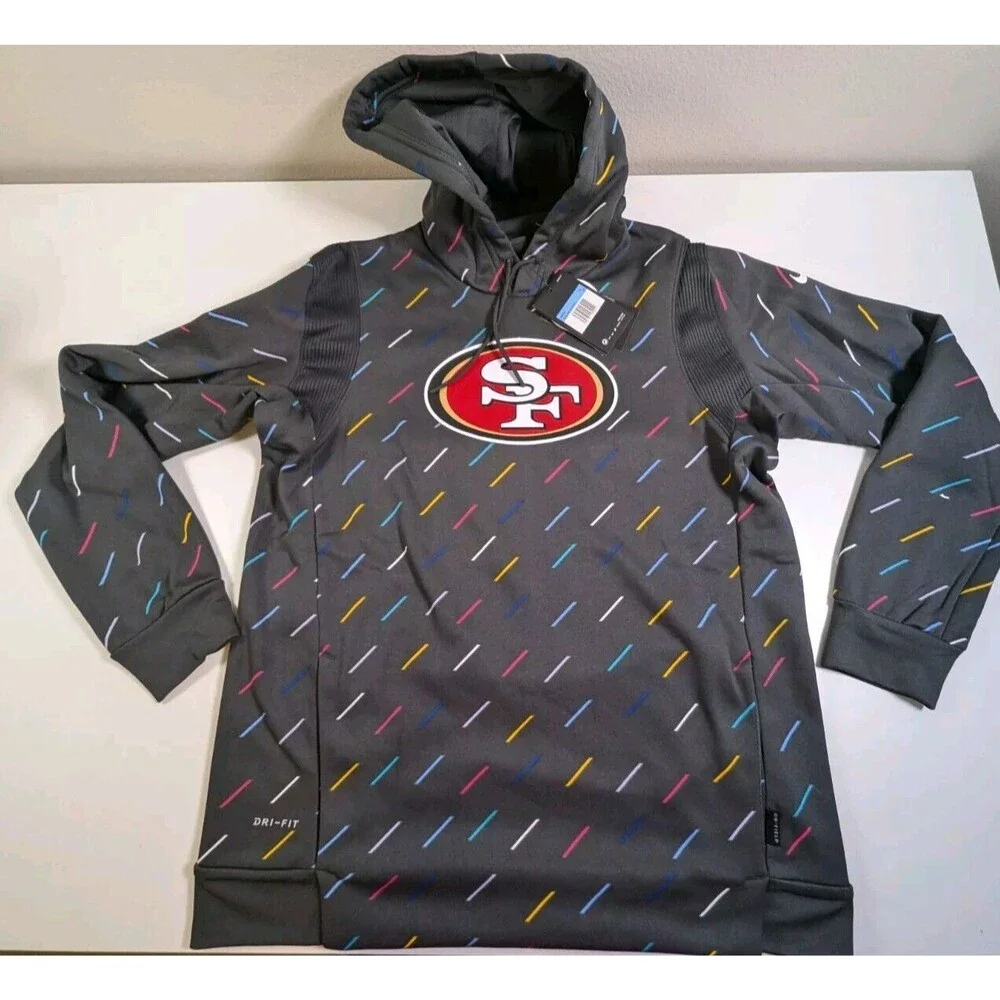 New Nike San Francisco 49ers Crucial Catch Cancer Hoodie Sz M N061-06F-ZUT-KM7