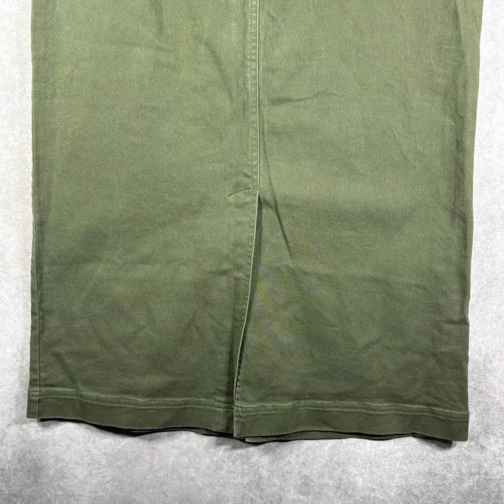 Christopher & Banks Maxi Skirt Womens Size 10 Green Denim Stretch Front Slit