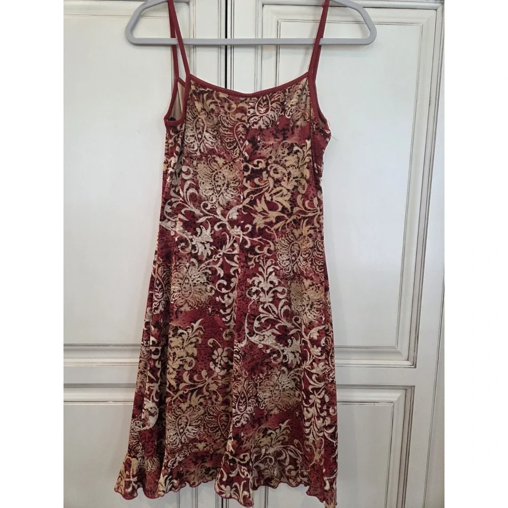 Vtg Y2k Studio Y Baby Doll Ruched Bust Sleeveless Dress Ruffled‎ Hem Sz M/L Red