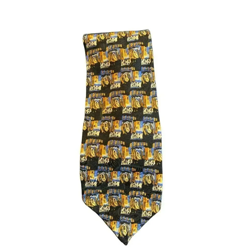 J. Garcia men’s navy beige, 100% silk vintage tie. 57