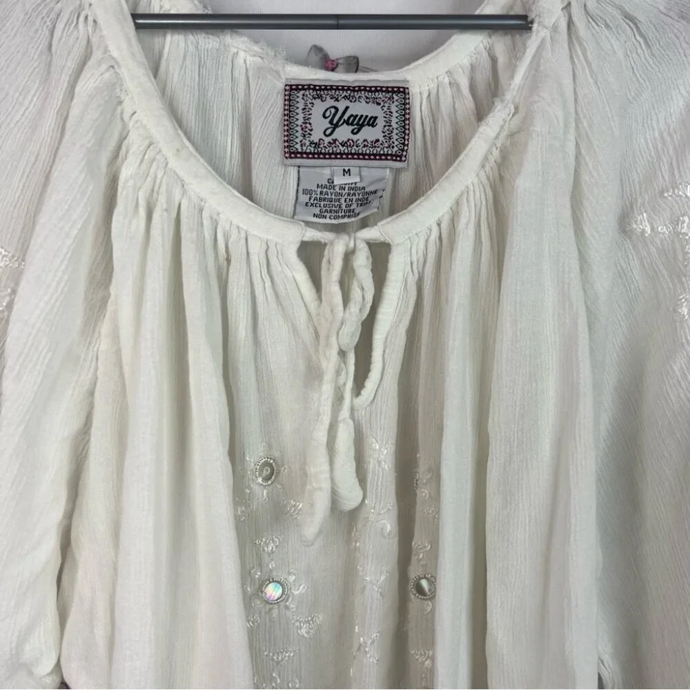 Yaya long sleeve blouse holographic sequins White Embellished Women's Blouse