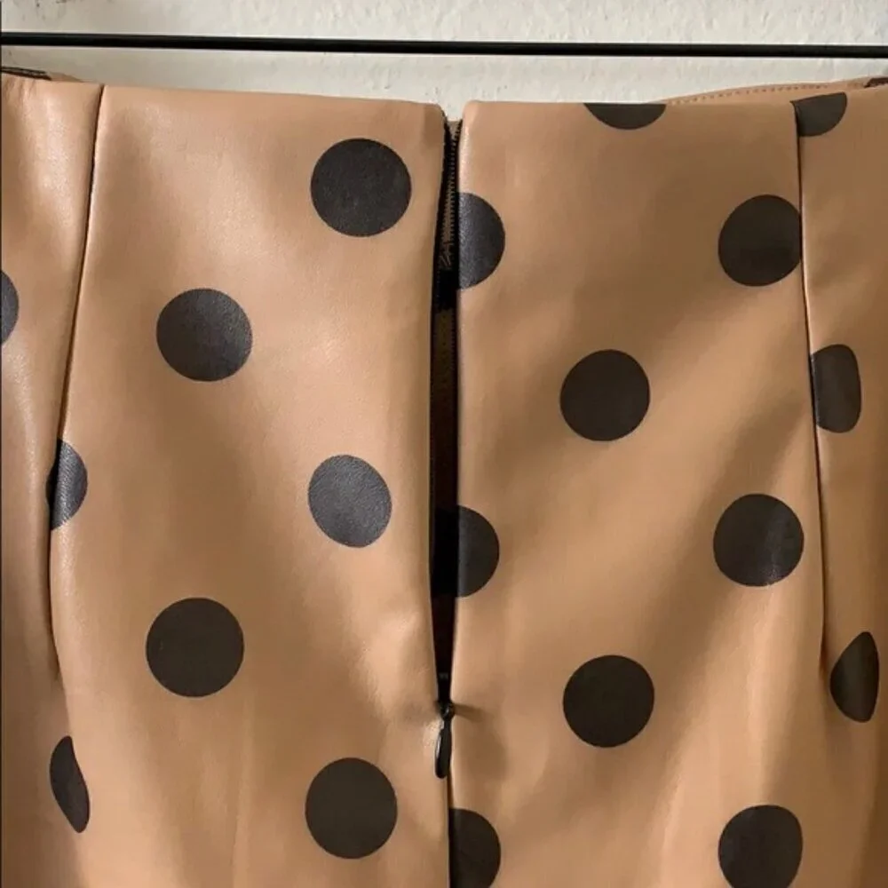 Zara Faux Leather Polka Dot Mini Skirt Size Small