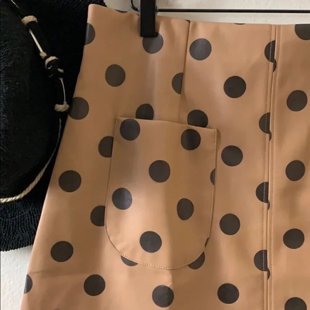 Zara Faux Leather Polka Dot Mini Skirt Size Small