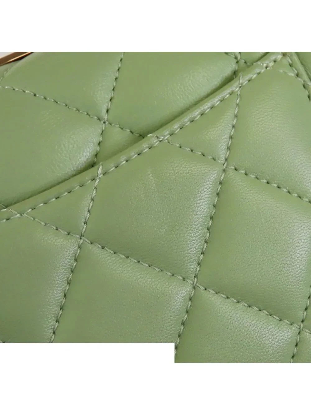 Chanel Top Handle Flap Bag Sage Green Gold Leather 2-Way