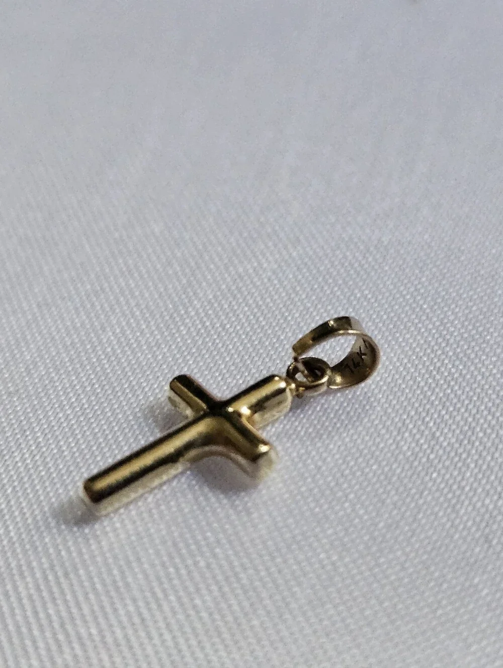 Vintage Solid 14k Yellow Gold Tiny Cross Pendant