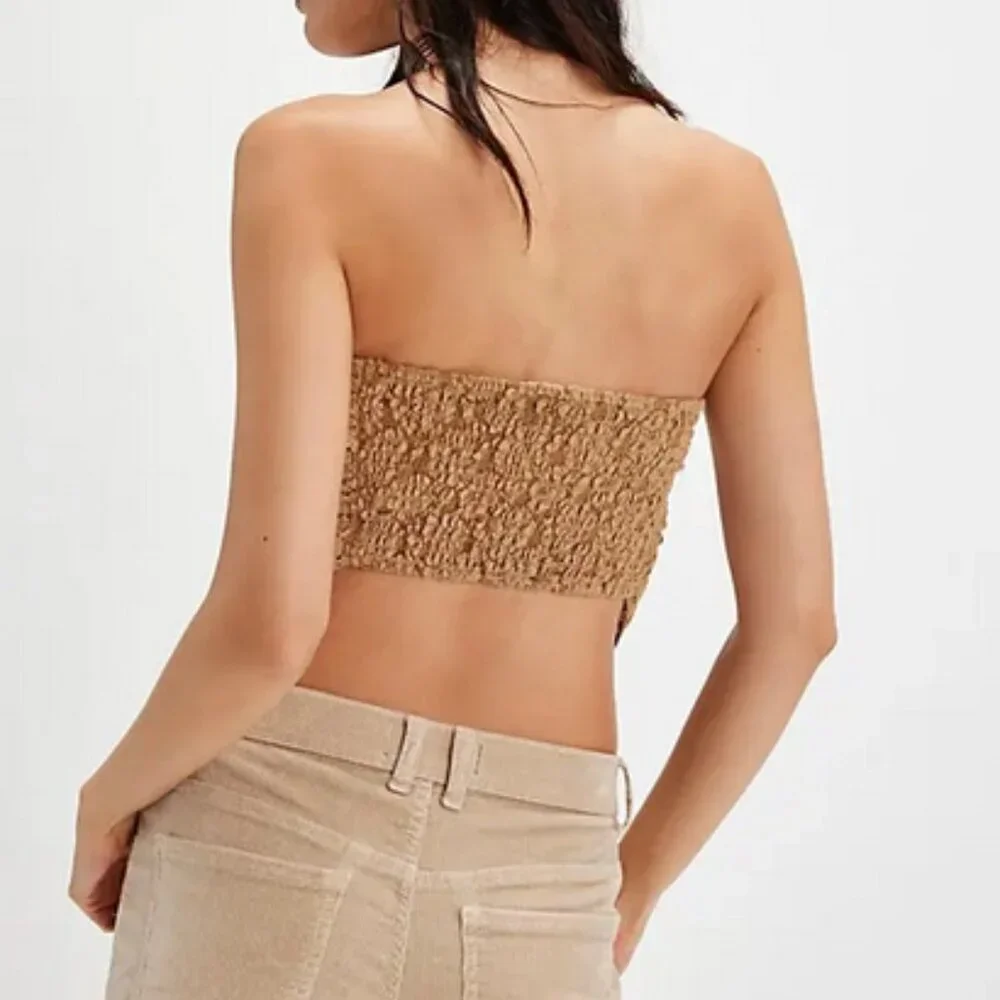 Free People FP One Raya Lace Bandana Top Hazel Cropped Strapless S