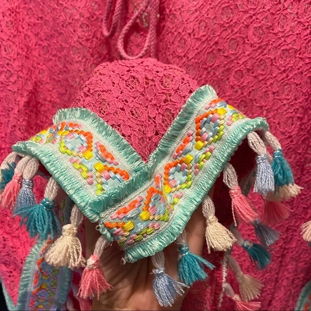 Velzera lace tasseled colorful kimono os