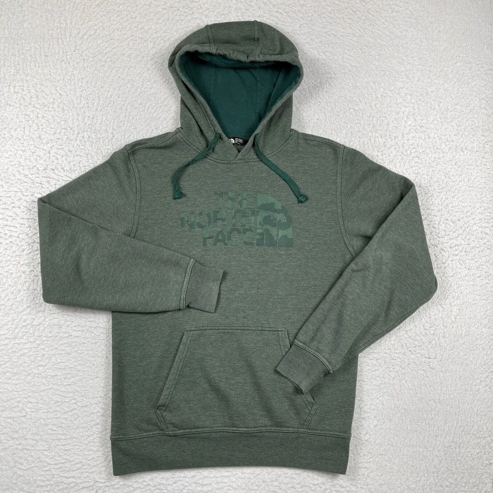 The North Face Sweatshirt Mens Small Green Hoodie Halfdome Camo‎ Fleece Hiker